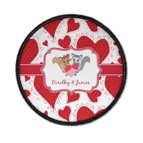 Custom Cute Squirrel Couple Iron On Round Patch w/ Couple's Names