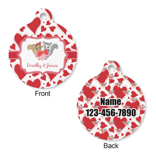 Cute Squirrel Couple Round Pet ID Tag - Large - Approval