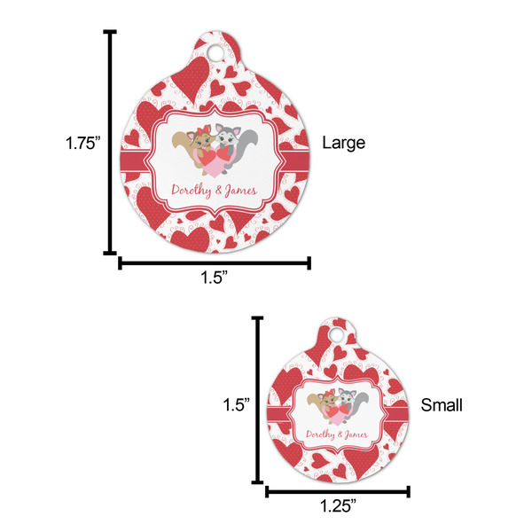 Cute Squirrel Couple Round Pet ID Tag - Large - Comparison Scale