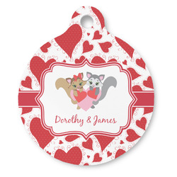 Cute Squirrel Couple Round Pet ID Tag (Personalized)