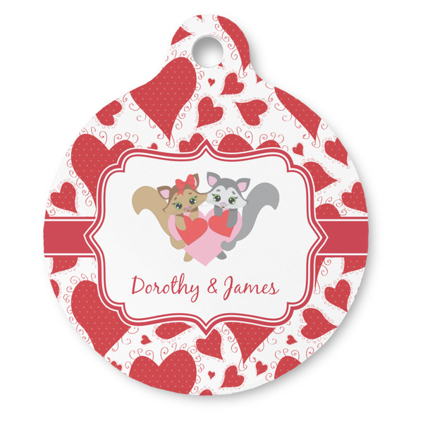 Custom Cute Squirrel Couple Round Pet ID Tag - Large (Personalized)
