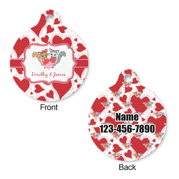 Cute Squirrel Couple Round Pet Tag - Front & Back