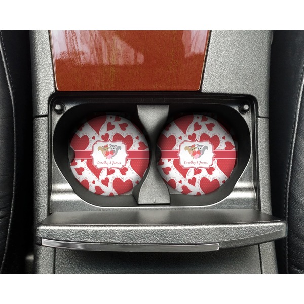 Cute Squirrel Couple Sandstone Car Coaster - In Cup Holder