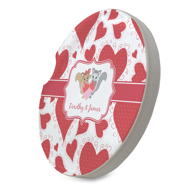 Cute Squirrel Couple Sandstone Car Coaster - STANDING ANGLE