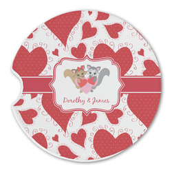 Cute Squirrel Couple Sandstone Car Coaster - Single (Personalized)
