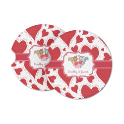 Cute Squirrel Couple Sandstone Car Coasters (Personalized)