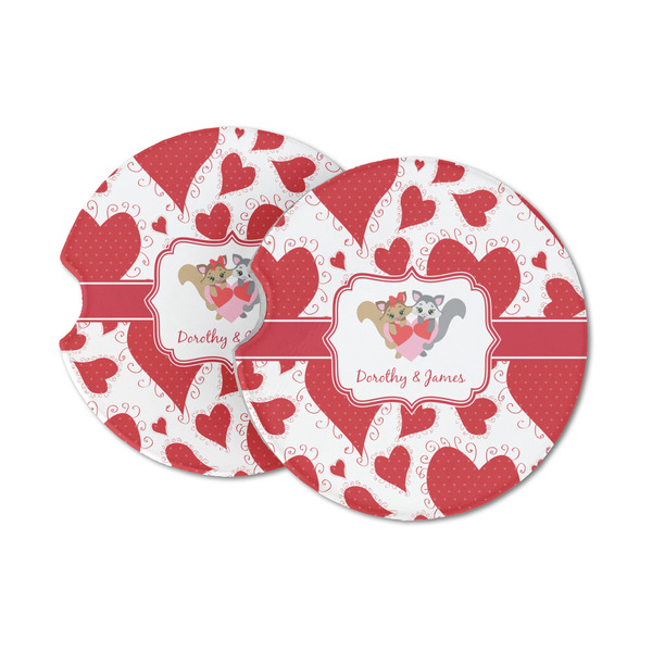 Custom Cute Squirrel Couple Sandstone Car Coasters - Set of 2 (Personalized)