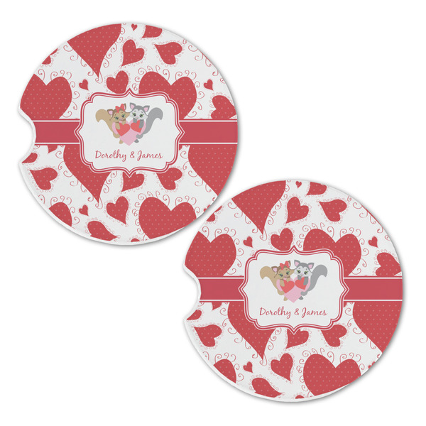 Cute Squirrel Couple Sandstone Car Coasters - Set of 2