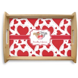 Cute Squirrel Couple Natural Wooden Tray - Small (Personalized)
