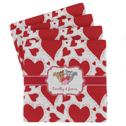 Cute Squirrel Couple Absorbent Stone Coasters - Set of 4 (Personalized)