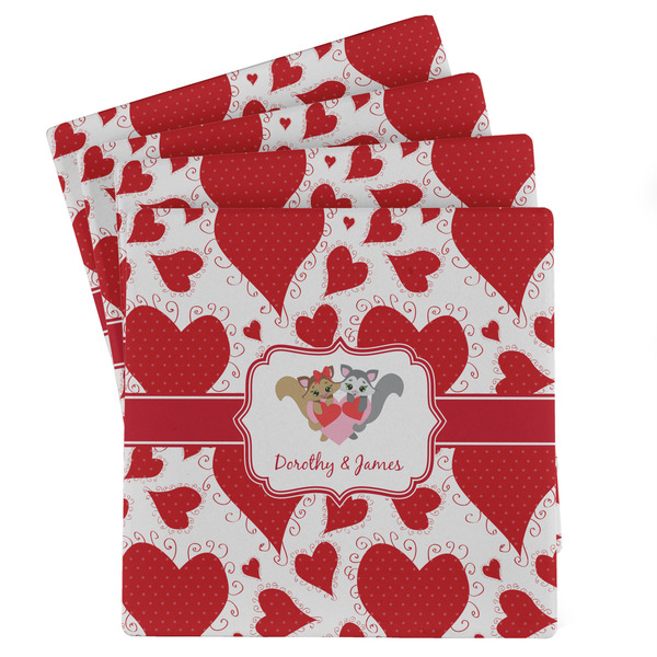 Custom Cute Squirrel Couple Absorbent Stone Coasters - Set of 4 (Personalized)