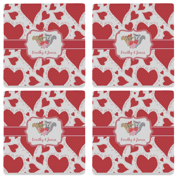 Cute Squirrel Couple Set of 4 Sandstone Coasters - See All 4 View