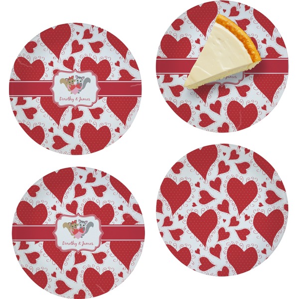 Cute Raccoon Couple Set of Appetizer / Dessert Plates