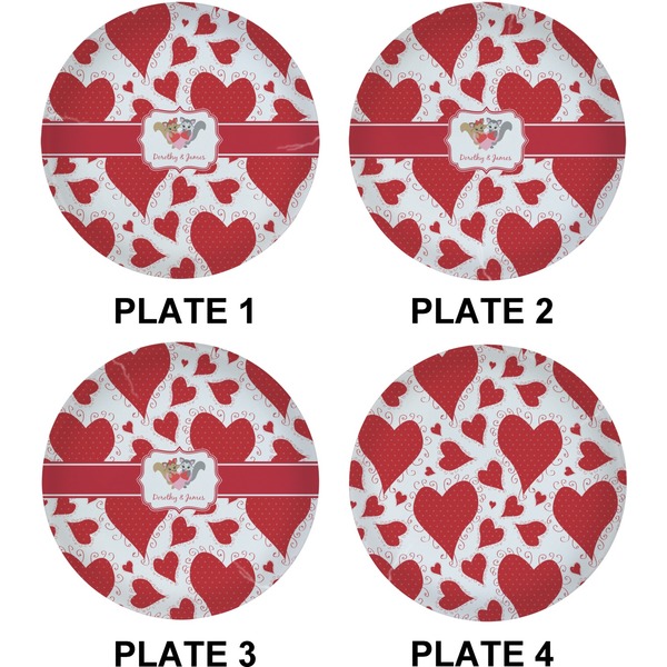 Cute Raccoon Couple Set of Lunch / Dinner Plates (Approval)