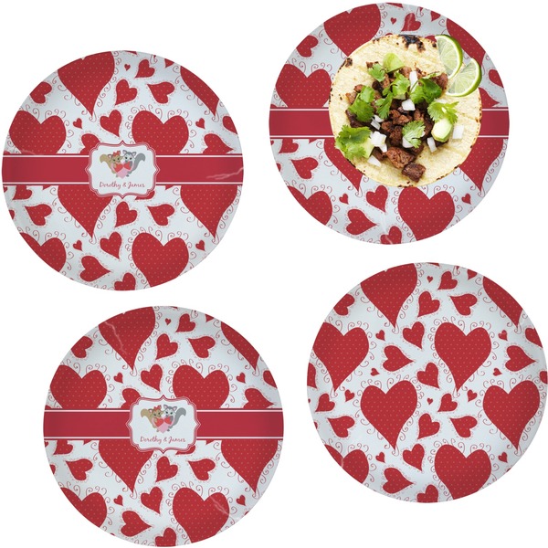 Custom Cute Squirrel Couple Set of 4 Glass Lunch / Dinner Plate 10" (Personalized)