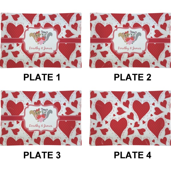 Cute Raccoon Couple Set of Rectangular Appetizer / Dessert Plates (Approval)