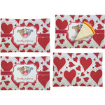 Cute Squirrel Couple Set of 4 Glass Rectangular Appetizer / Dessert Plate (Personalized)