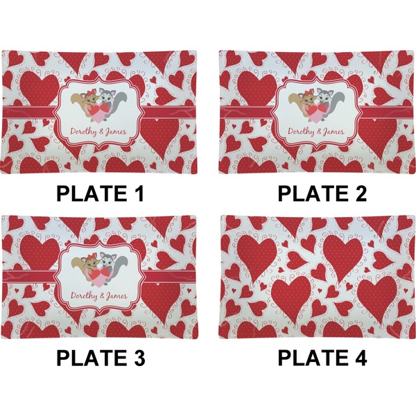 Cute Raccoon Couple Set of Rectangular Dinner Plates (Approval)