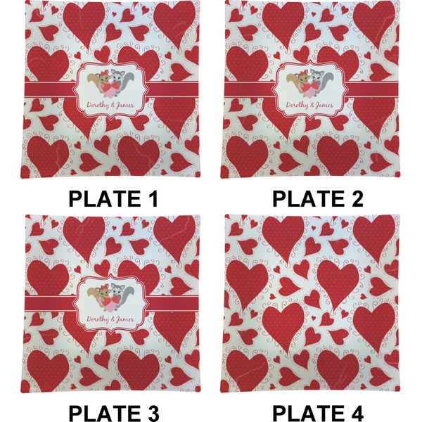 Cute Raccoon Couple Set of Square Dinner Plates (Approval)