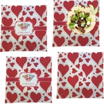 Cute Squirrel Couple Set of 4 Glass Square Lunch / Dinner Plate 9.5" (Personalized)