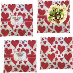 Cute Squirrel Couple Set of 4 Glass Square Lunch / Dinner Plate 9.5" (Personalized)