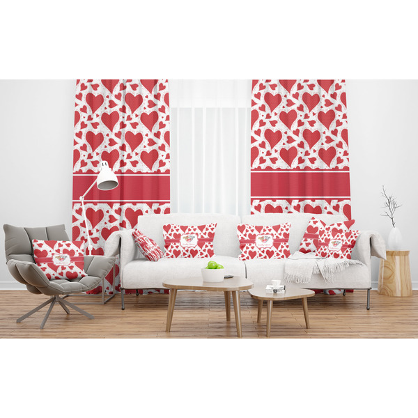 Cute Squirrel Couple Sheer and Custom Curtains in Room with Matching Pillows