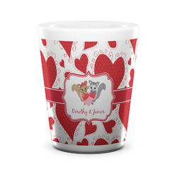 Cute Squirrel Couple Ceramic Shot Glass - 1.5 oz - White - Set of 4 (Personalized)