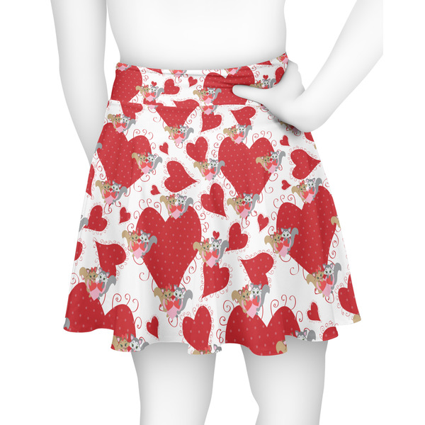 Cute Squirrel Couple Skater Skirt - Back