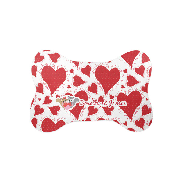 Custom Cute Squirrel Couple Bone Shaped Dog Food Mat (Small) (Personalized)