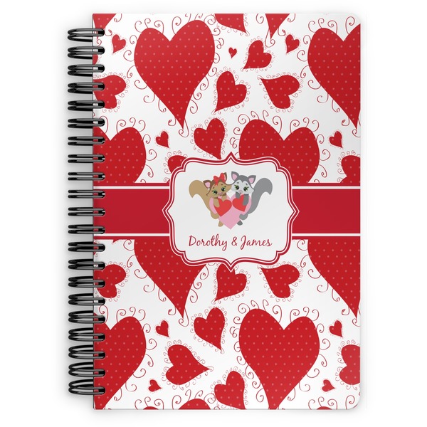 Custom Cute Squirrel Couple Spiral Notebook - 7x10 w/ Couple's Names