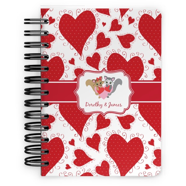 Custom Cute Squirrel Couple Spiral Notebook - 5x7 w/ Couple's Names