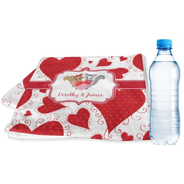 Custom Cute Squirrel Couple Sports & Fitness Towel (Personalized)