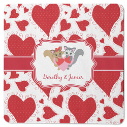 Cute Squirrel Couple Square Rubber Backed Coaster (Personalized)
