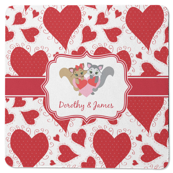 Cute Squirrel Couple Square Coaster Rubber Back - Single