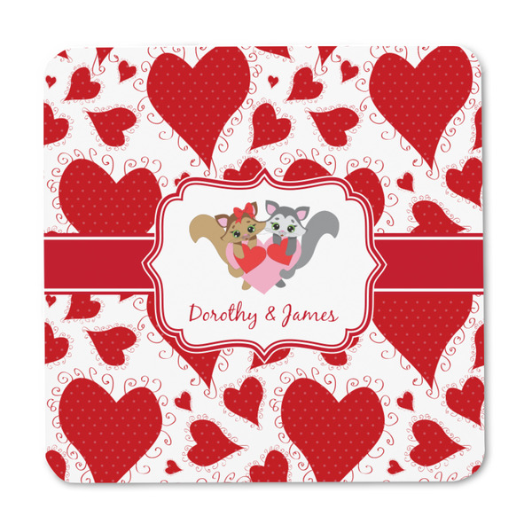 Cute Squirrel Couple Square Fridge Magnet - FRONT