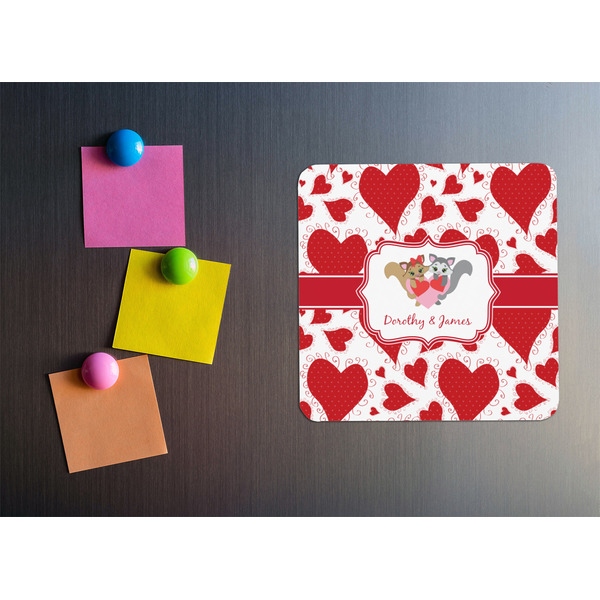 Cute Squirrel Couple Square Fridge Magnet - LIFESTYLE