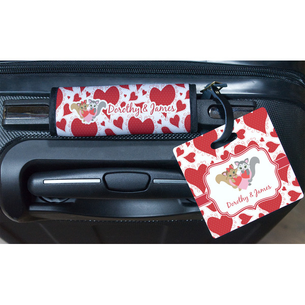 Cute Squirrel Couple Square Luggage Tag & Handle Wrap - In Context