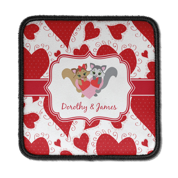 Custom Cute Squirrel Couple Iron On Square Patch w/ Couple's Names