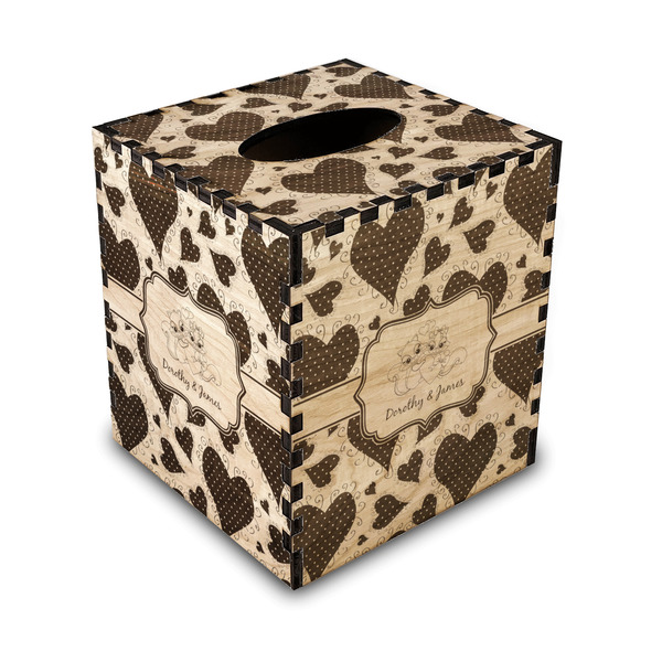 Custom Cute Squirrel Couple Wood Tissue Box Cover (Personalized)