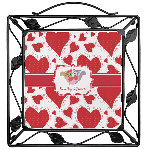 Custom Cute Raccoon Couple Square Trivet (Personalized)