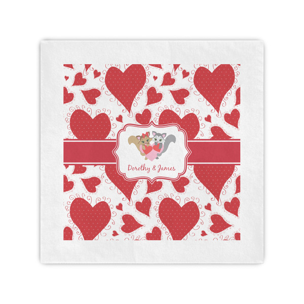 Custom Cute Squirrel Couple Standard Cocktail Napkins (Personalized)