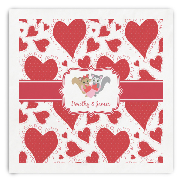 Custom Cute Squirrel Couple Paper Dinner Napkins (Personalized)