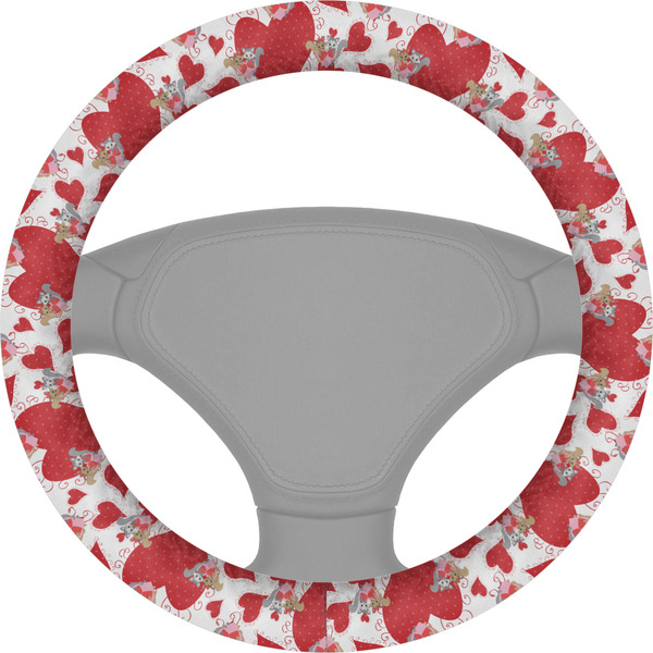 Custom Cute Raccoon Couple Steering Wheel Cover