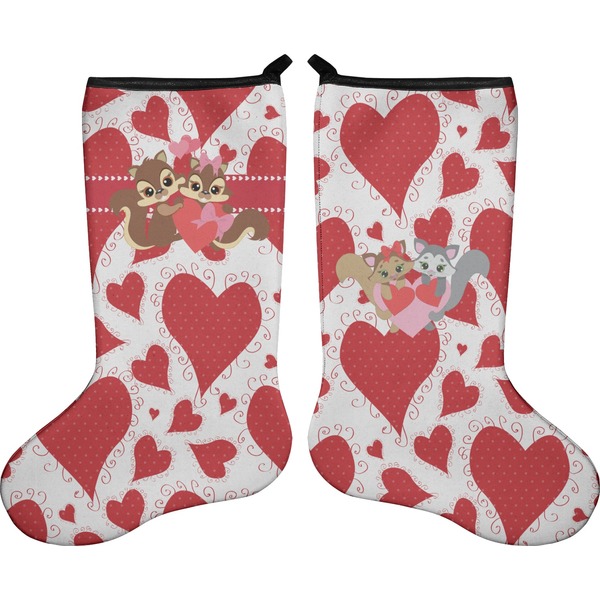 Custom Cute Squirrel Couple Holiday Stocking - Double-Sided - Neoprene