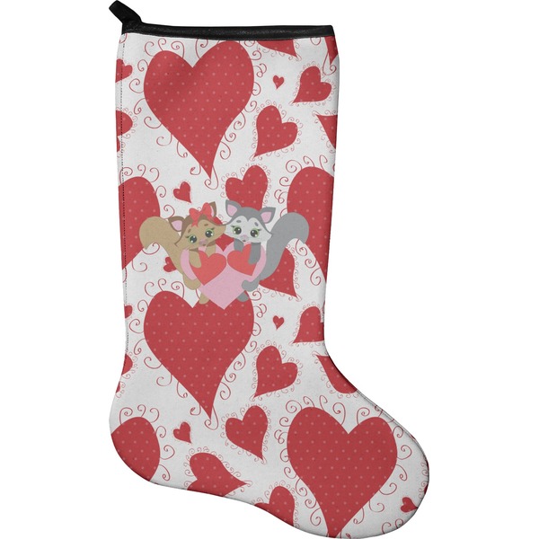 Custom Cute Squirrel Couple Holiday Stocking - Single-Sided - Neoprene