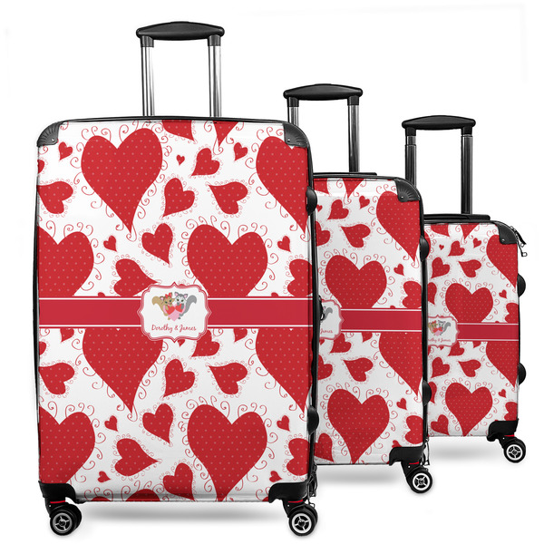 Custom Cute Squirrel Couple 3 Piece Luggage Set - 20" Carry On, 24" Medium Checked, 28" Large Checked (Personalized)