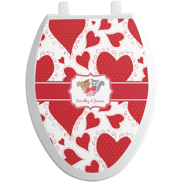 Custom Cute Raccoon Couple Toilet Seat Decal - Elongated (Personalized)