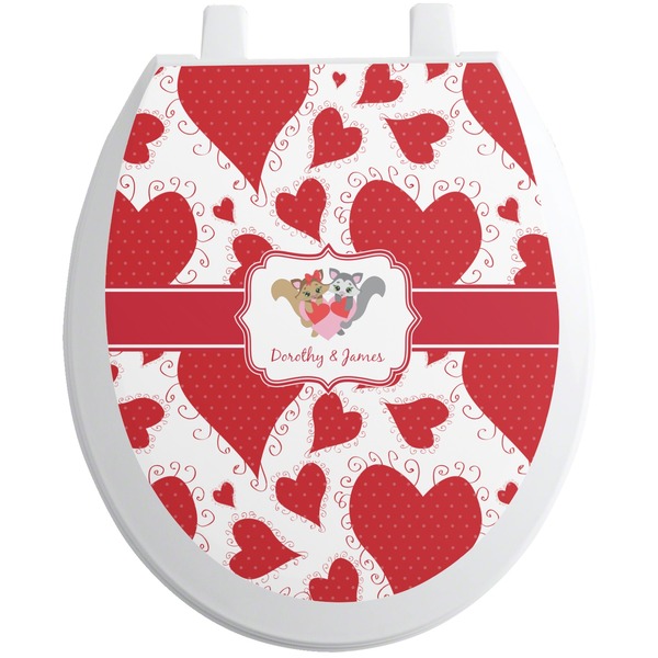 Custom Cute Raccoon Couple Toilet Seat Decal (Personalized)