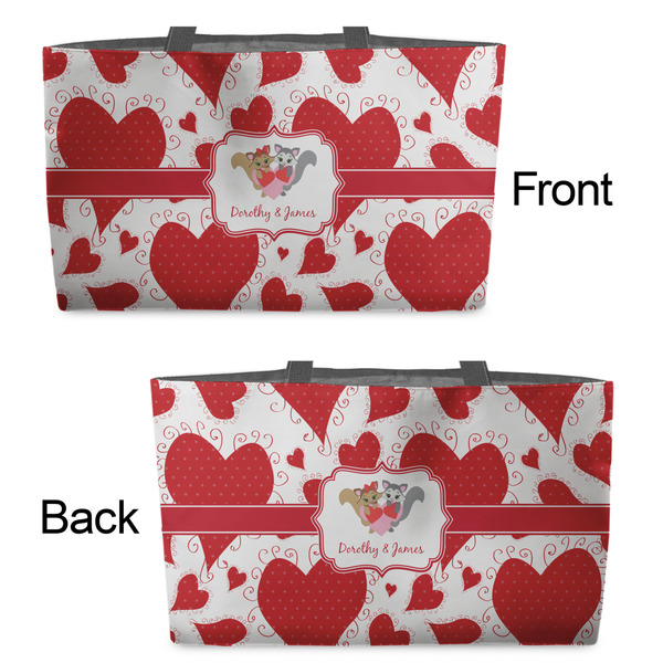 Cute Squirrel Couple Tote w/Black Handles - Front & Back Views