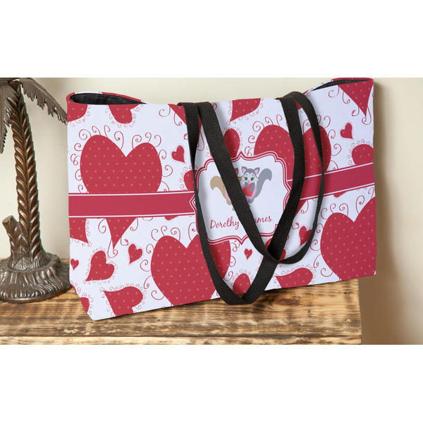 Cute Squirrel Couple Tote w/Black Handles - Lifestyle View